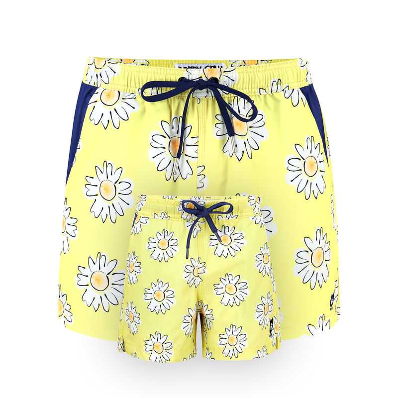 Matching Father & Son Daisies Swim Shorts with Waterproof Pocket