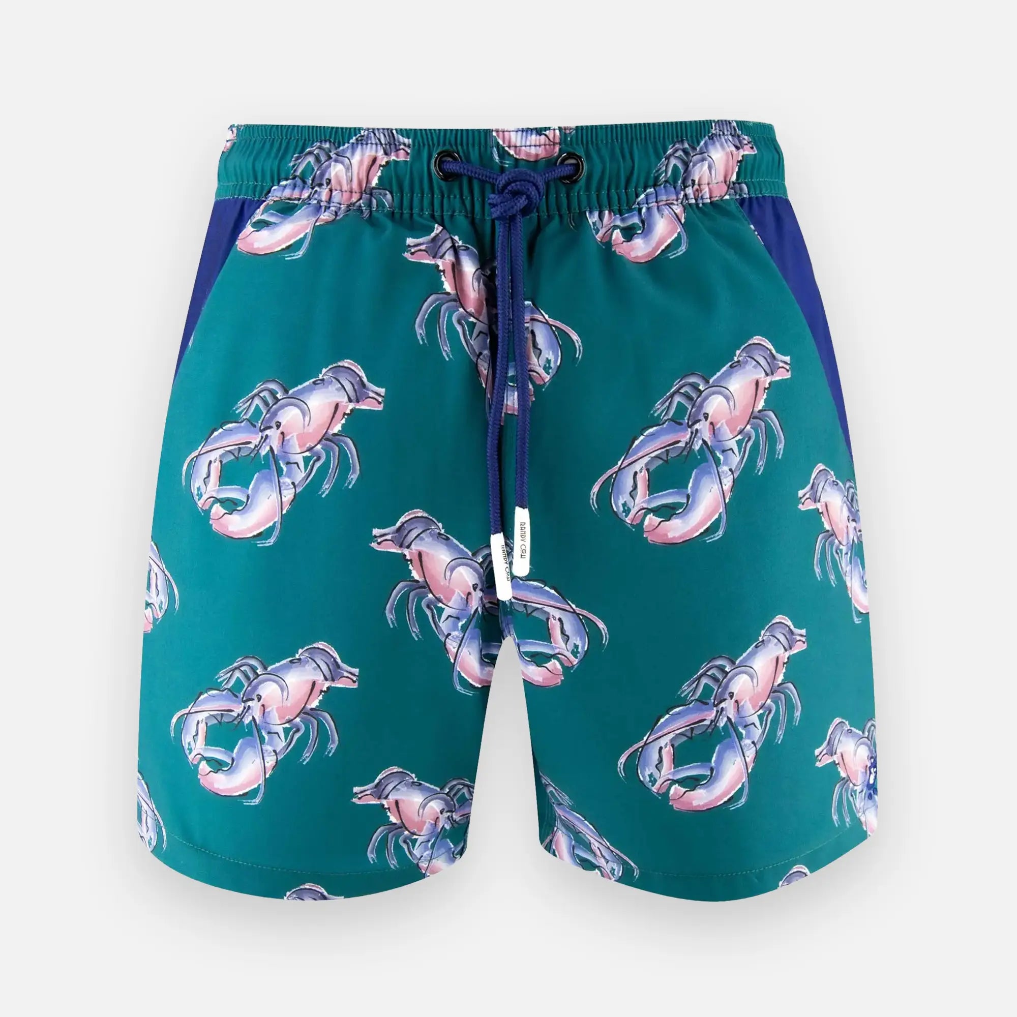 Lobsters Green Swim Shorts with Waterproof Pocket | Randy Cow Lobsters Green Swim Shorts with Waterproof Pocket | Randy Cow