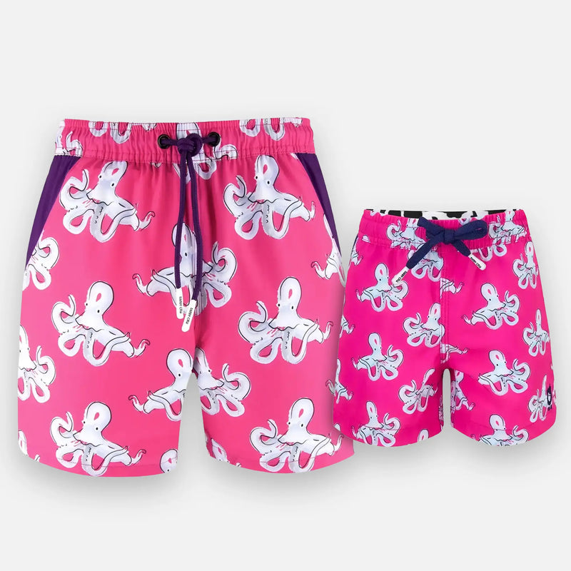 Matching Pink Octopus Swim Shorts by Randy Cow