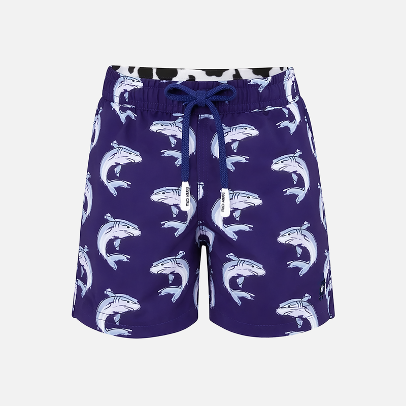 Sharks - Purple Kids Swim Shorts