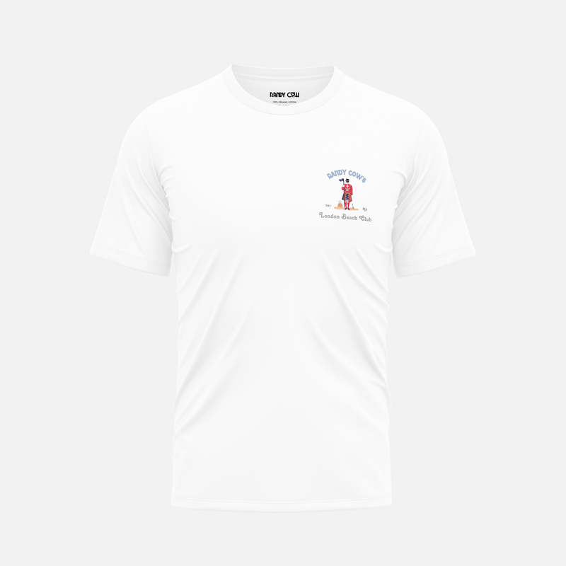 London Beach Club Beefeater Club Logo - White Organic Cotton T-Shirt