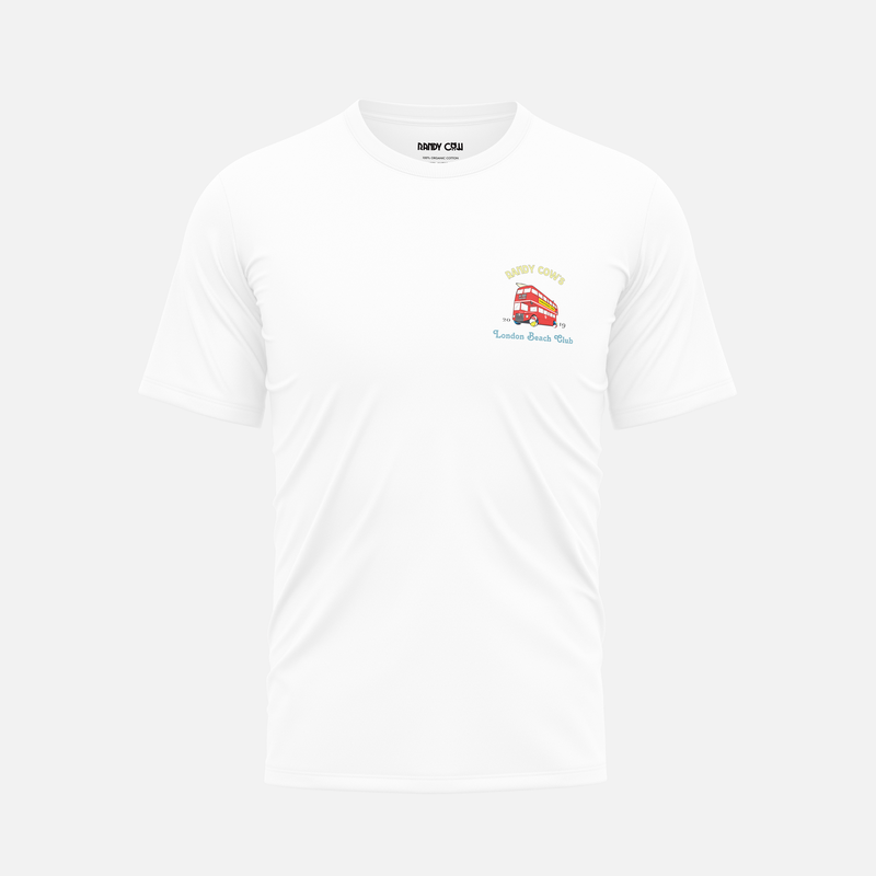 London Beach Club Bus Club Logo - White Organic Cotton T-Shirt