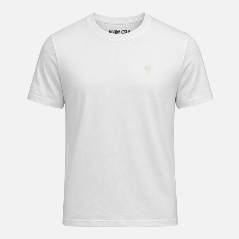 White super soft cotton men’s t-shirt with embroidered Randy Cow logo