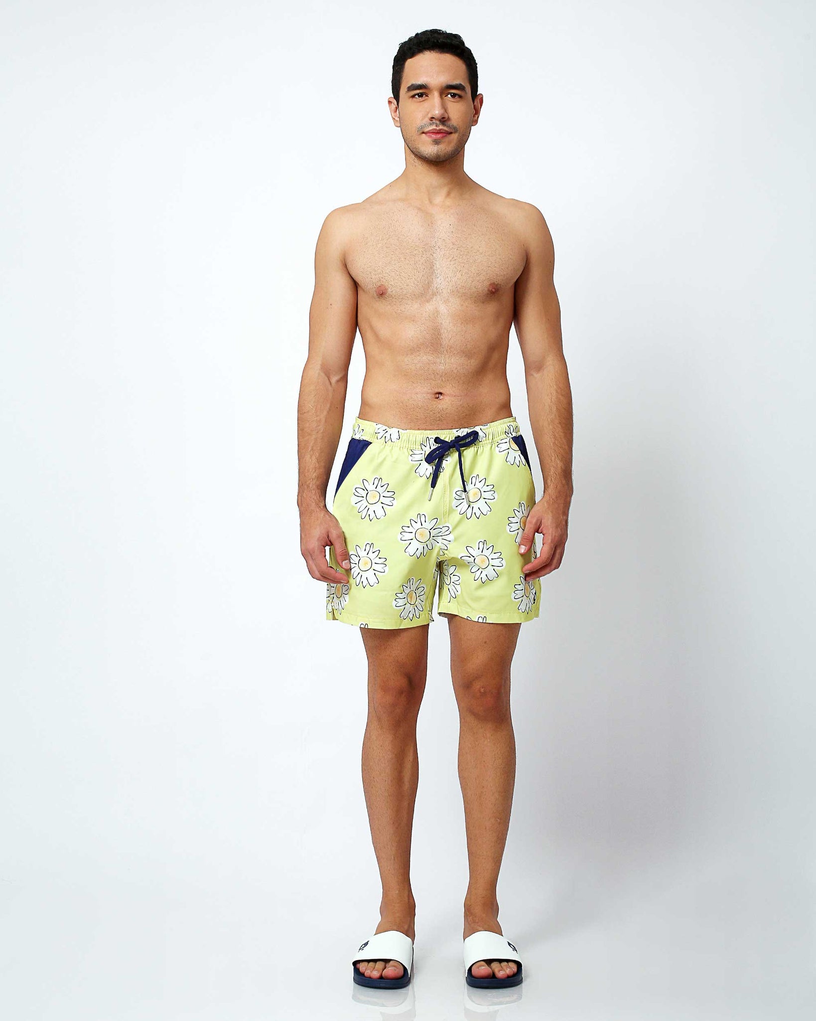 Daisies Swim Shorts with Waterproof Pocket | Randy Cow