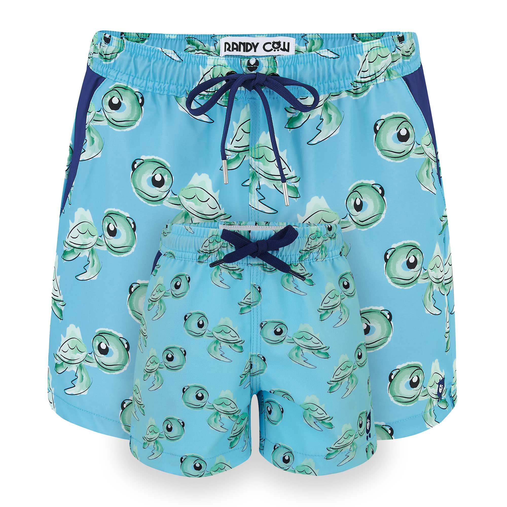 Matching Father & Son Turtles Swim Shorts with Waterproof Pocket