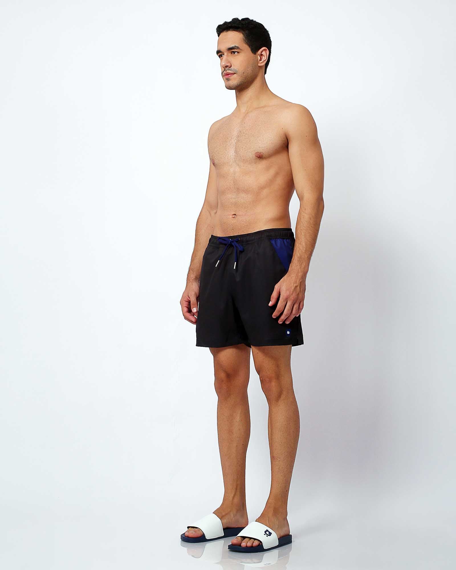 Charcoal Black Swim Shorts Trunks | Randy Cow
