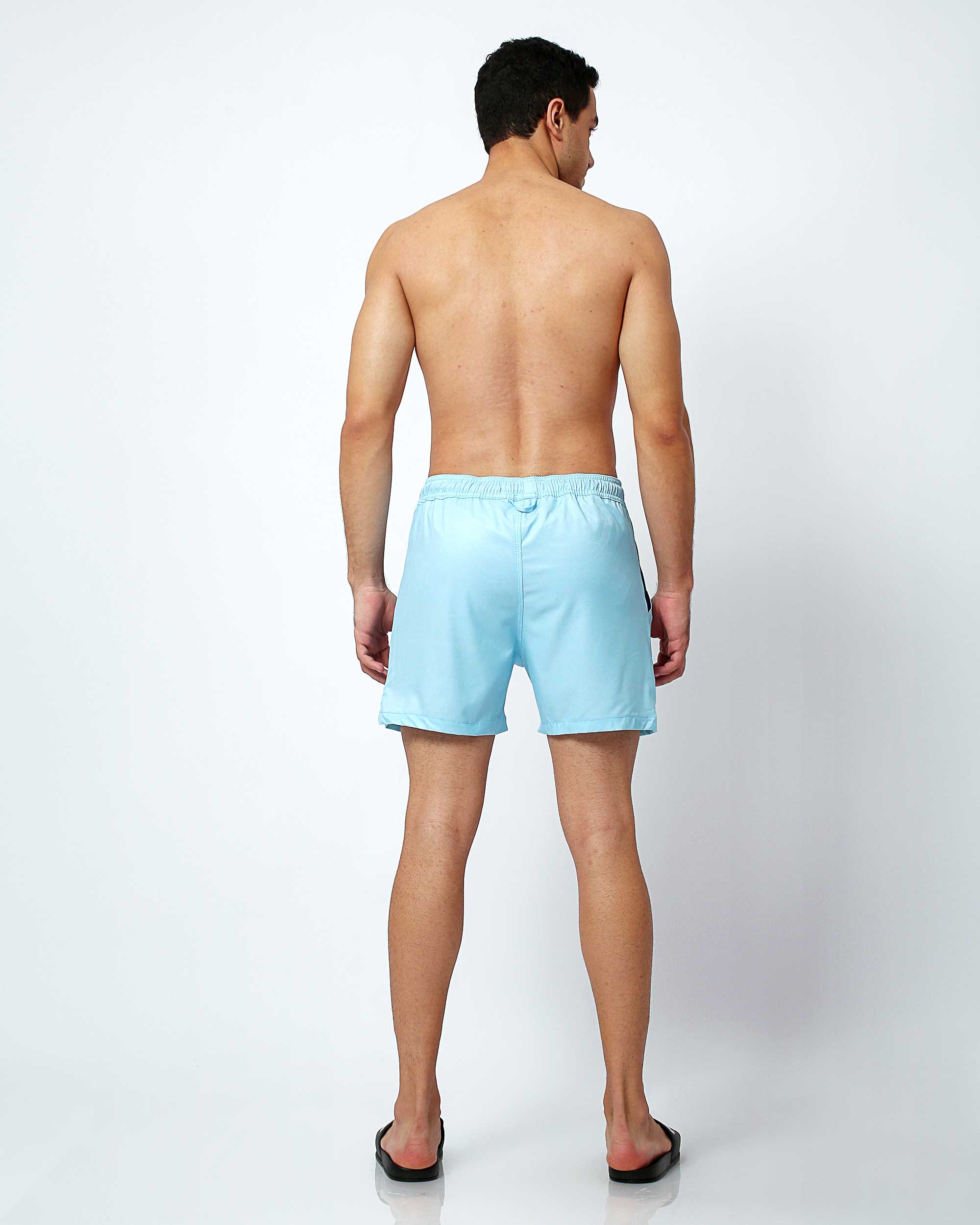 Baby Blue Swim Shorts with Waterproof Pocket | Randy Cow