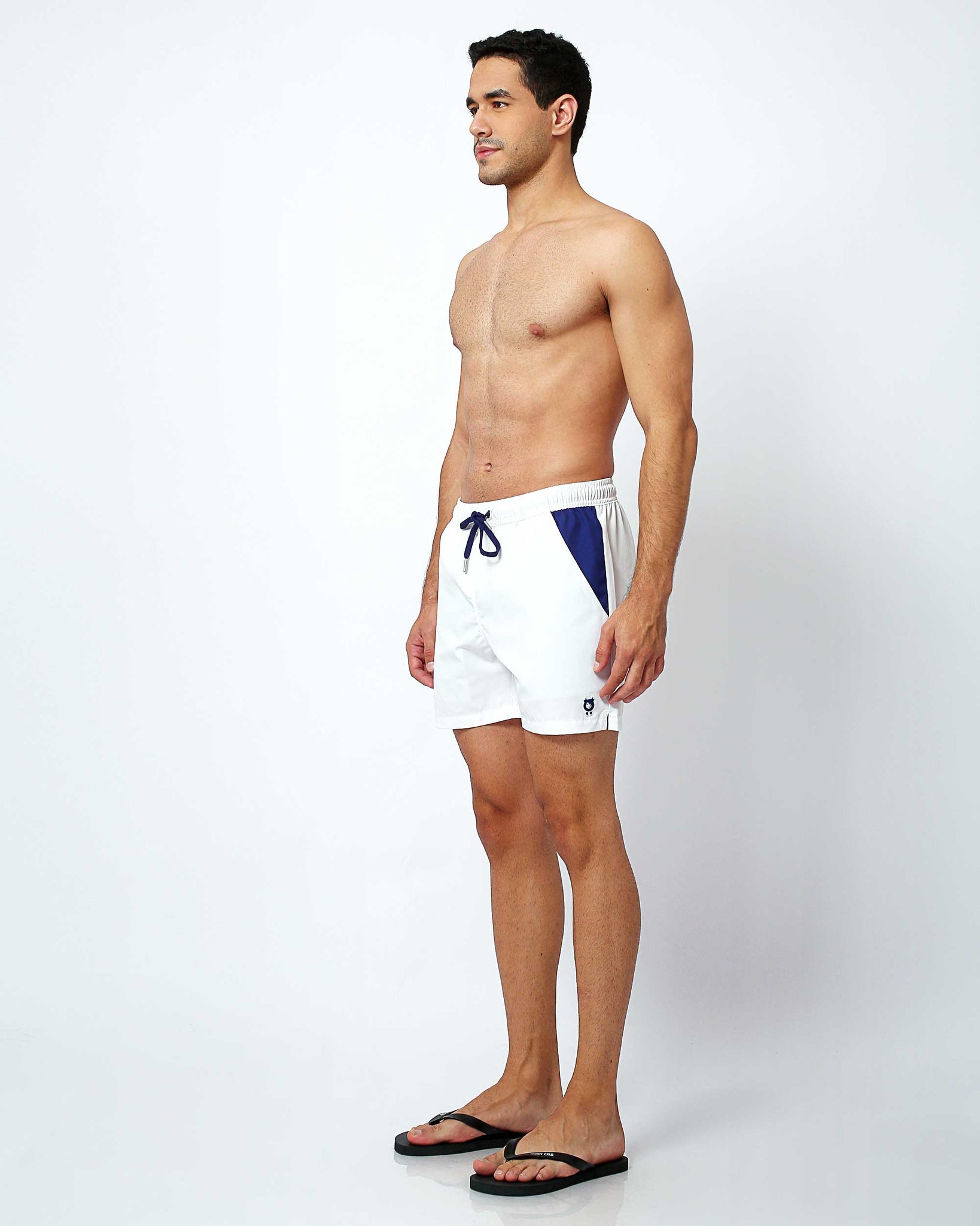 White Swim Shorts with Waterproof Pocket | Randy Cow