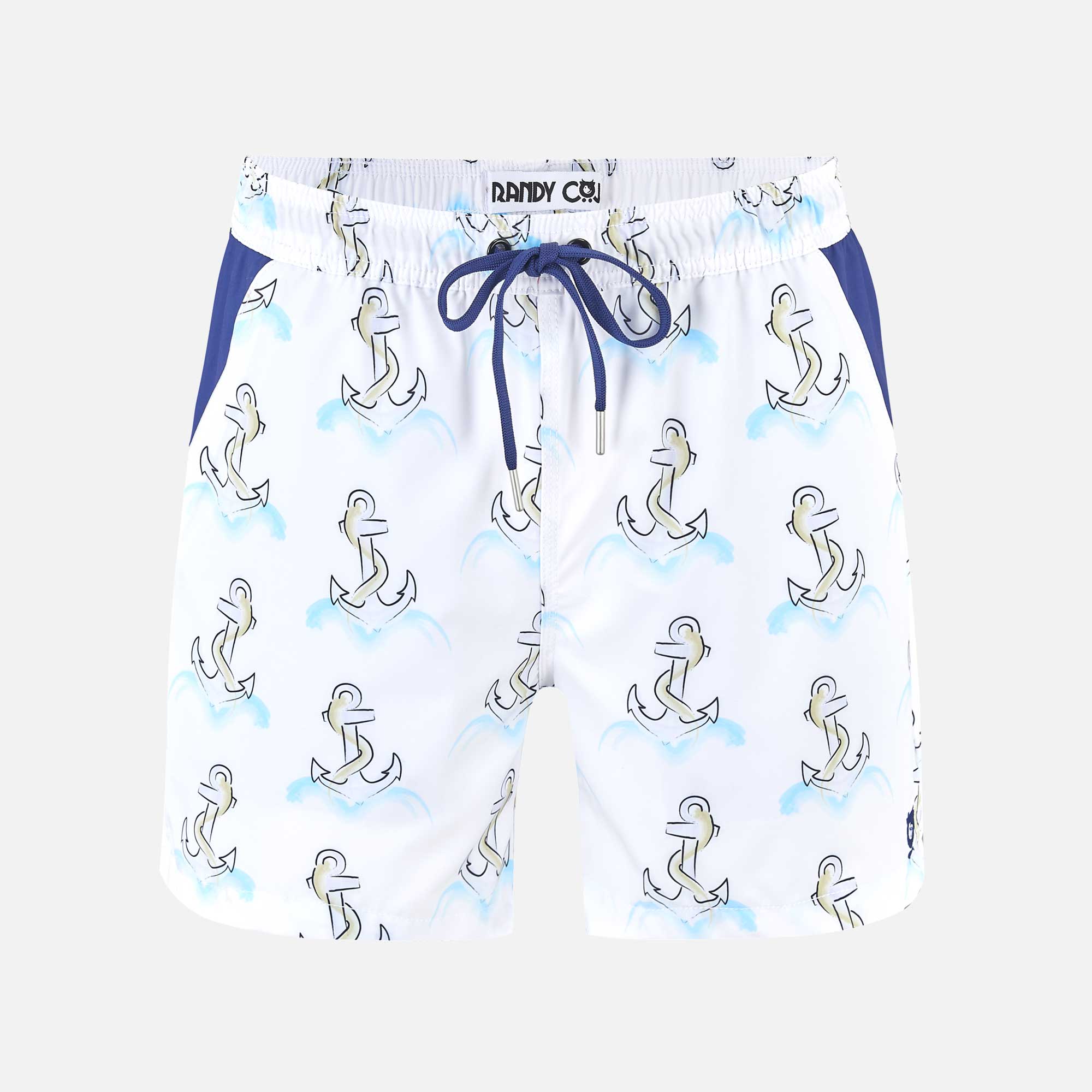 Anchor Swim Shorts with Waterproof Pocket | Randy Cow