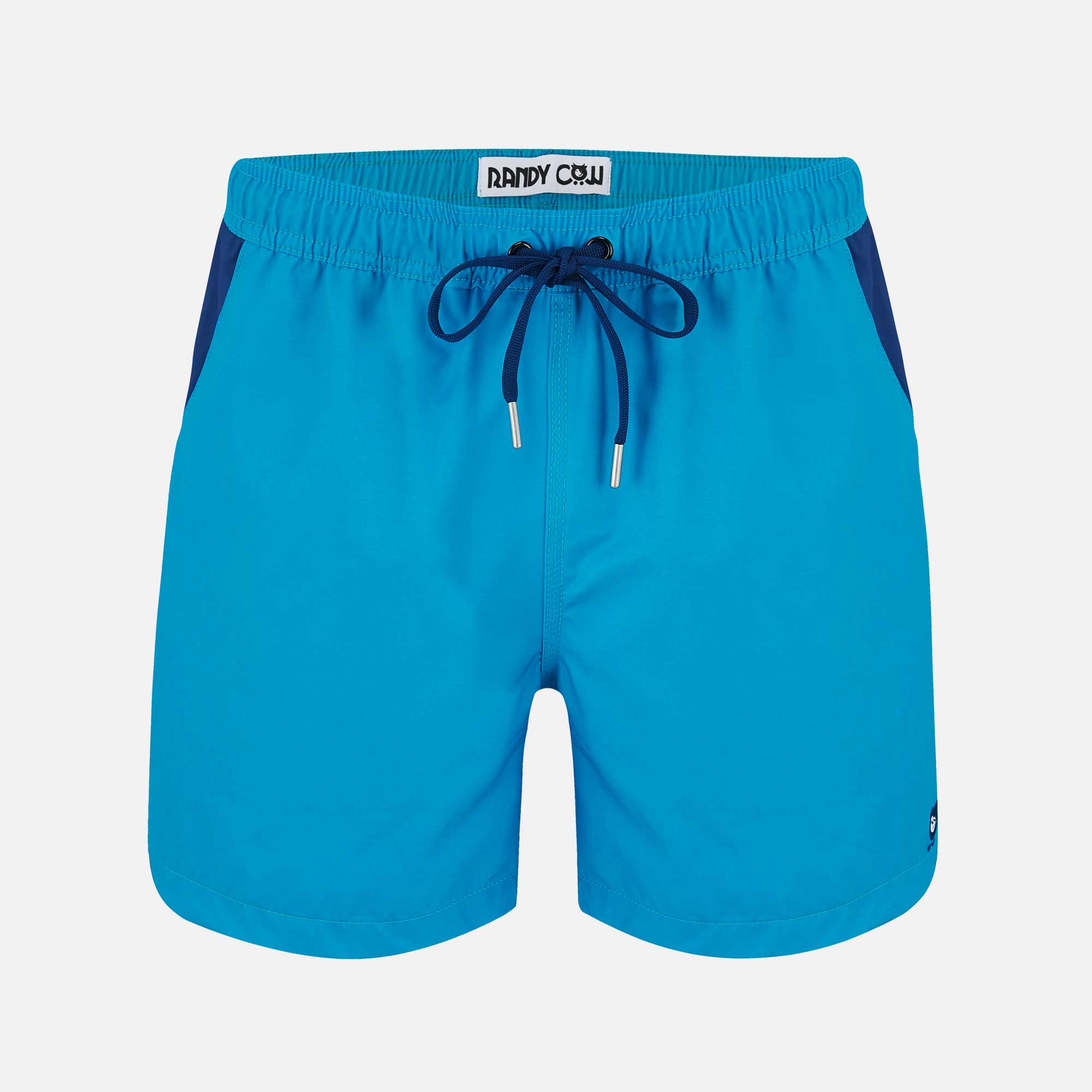 Aquamarine Blue Swim Shorts with Waterproof Pocket | Randy Cow
