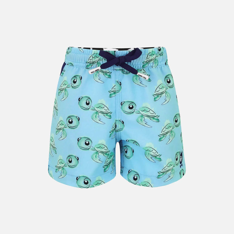 Kids Blue Turtle Swim Shorts