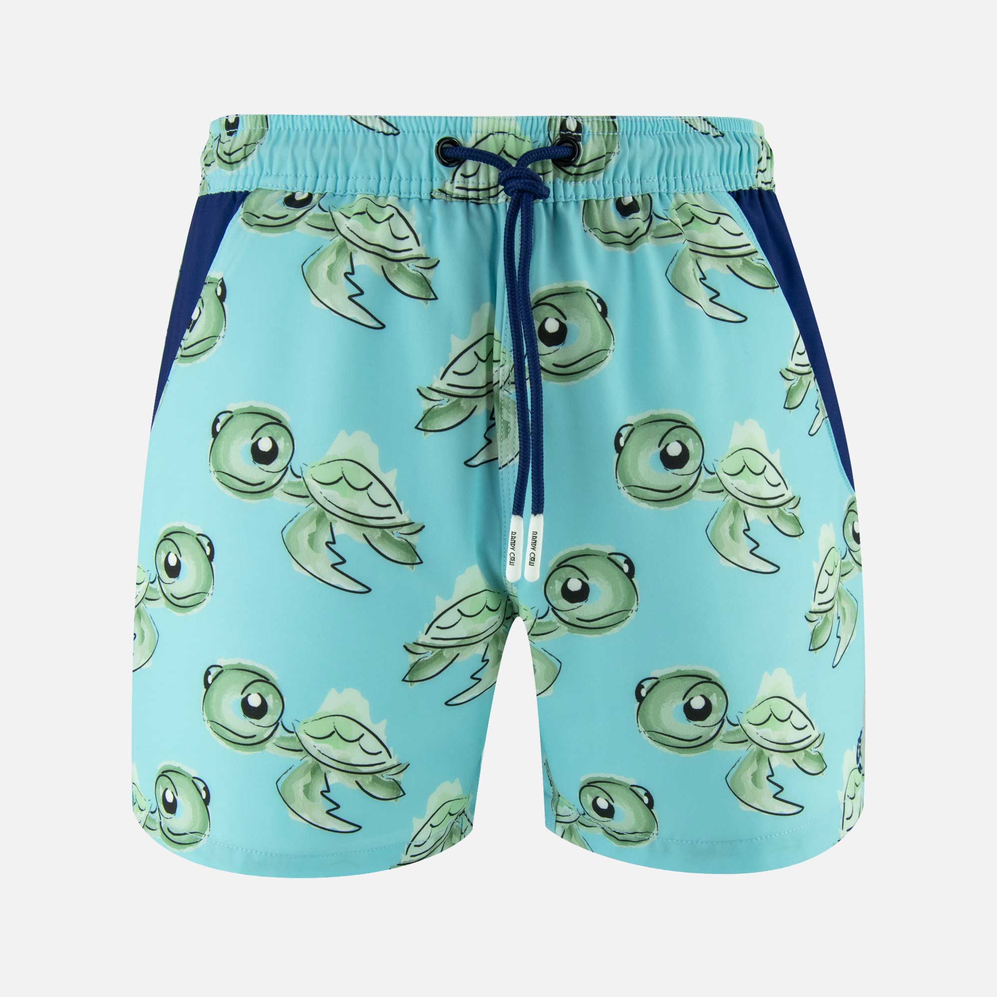 Blue Sea Turtle No Mesh Swim Shorts Trunks | Randy Cow