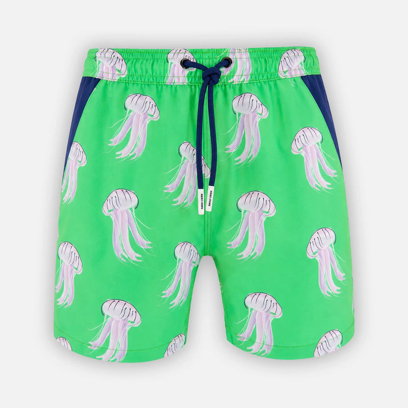 Green Jellyfish No Mesh Swim Shorts by Randy Cow