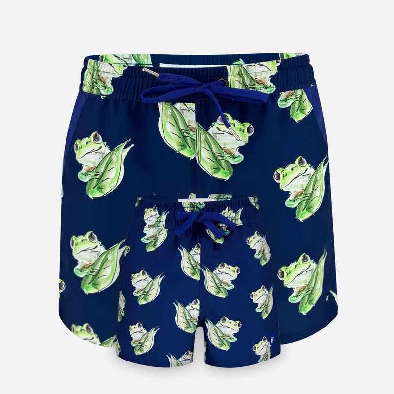 Matching Father & Son Frogs Swim Shorts with Waterproof Pocket