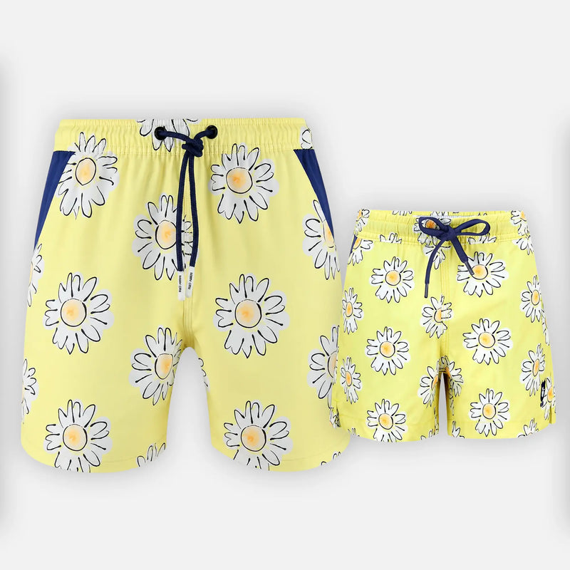 Matching Yellow Daisies Swim Shorts by Randy Cow