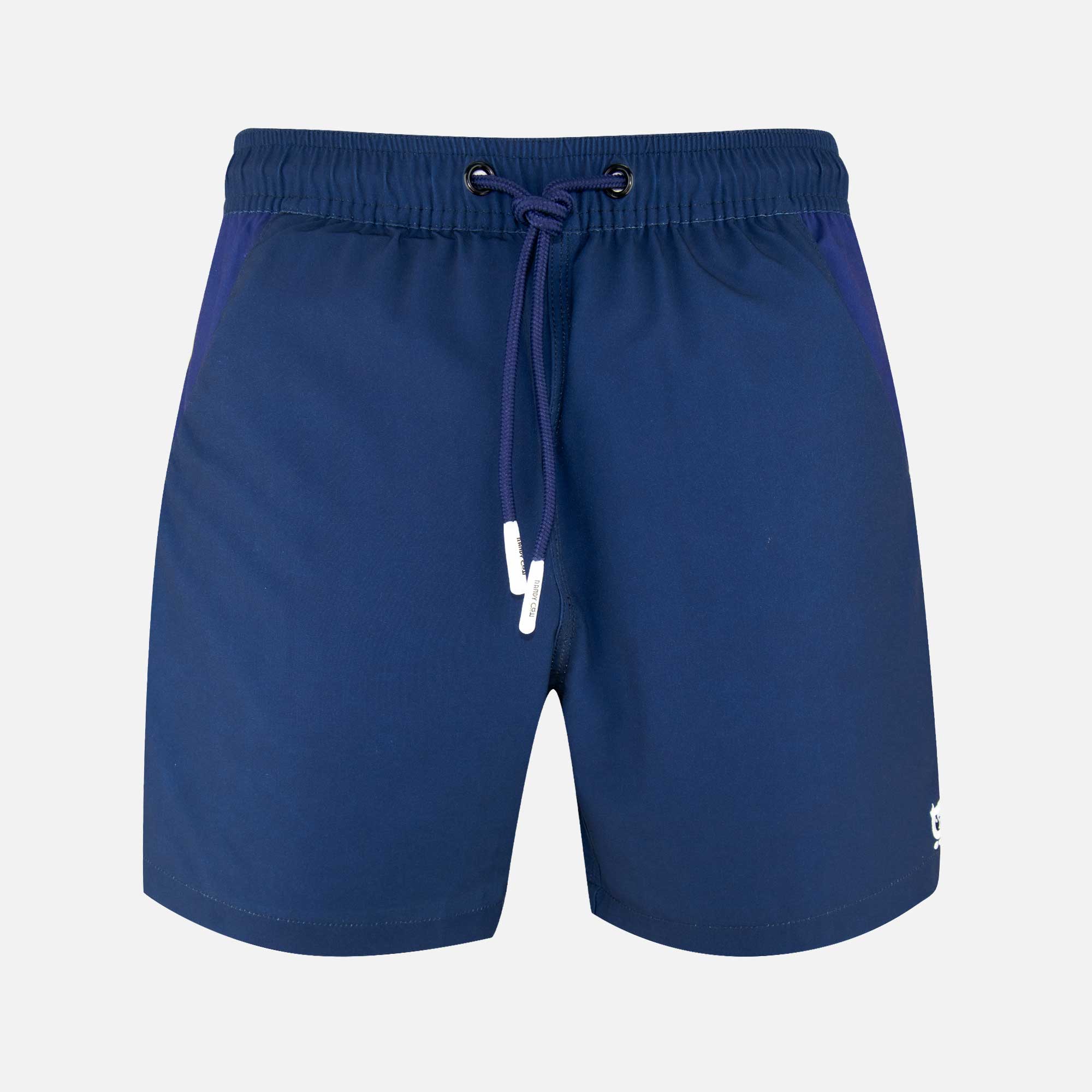 Navy Men's No Mesh Swim Shorts Trunks with Waterproof Pocket | Randy Cow