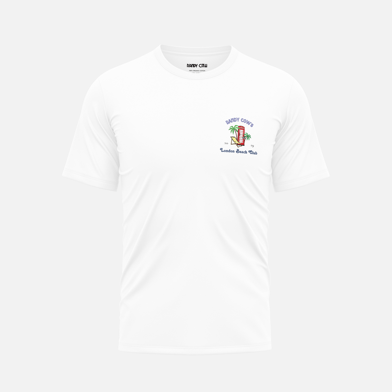 London Beach Club Phone Box Club Logo - White Organic Cotton T-Shirt