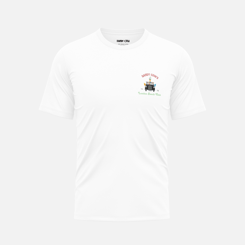 London Beach Club Black Taxi Club Logo - White Organic Cotton T-Shirt