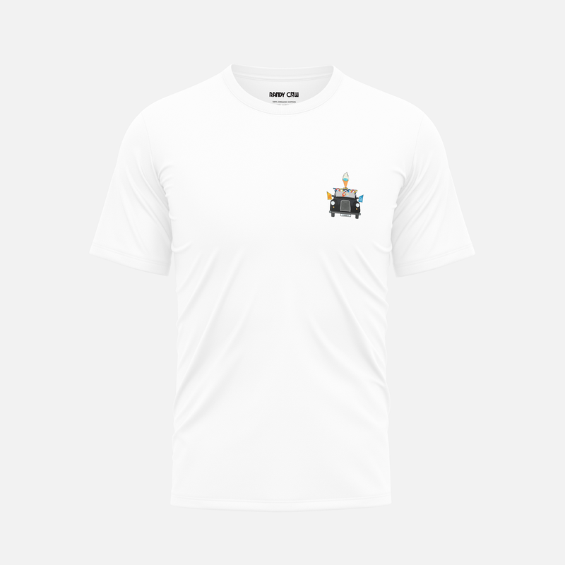 London Beach Club Black Taxi - White Organic Cotton T-Shirt