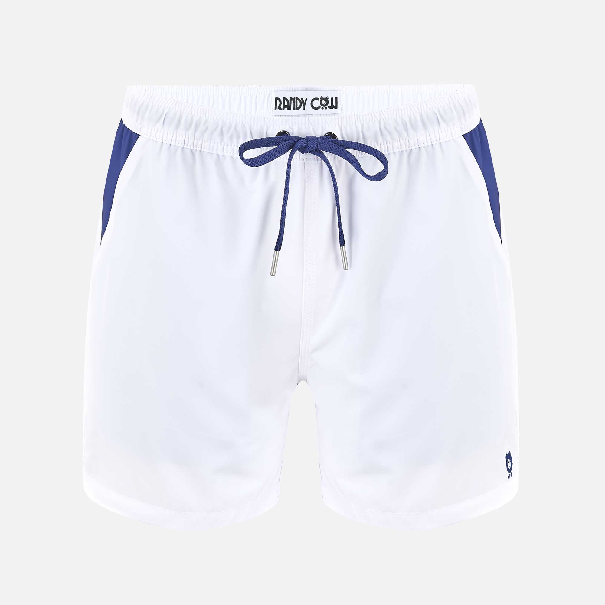 White Swim Shorts with Waterproof Pocket | Randy Cow