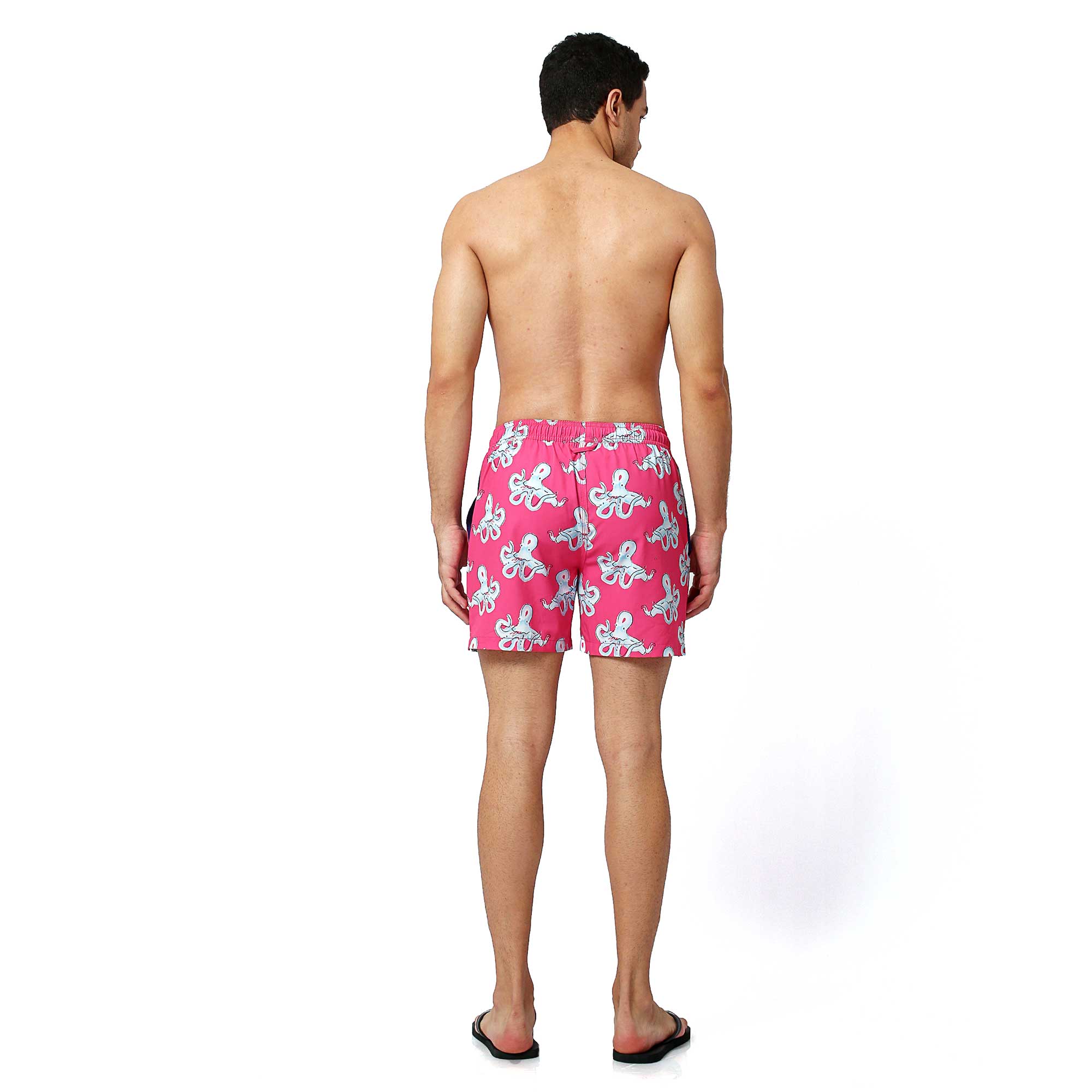 Octopus Pink Swim Shorts with Waterproof Pocket | Randy Cow